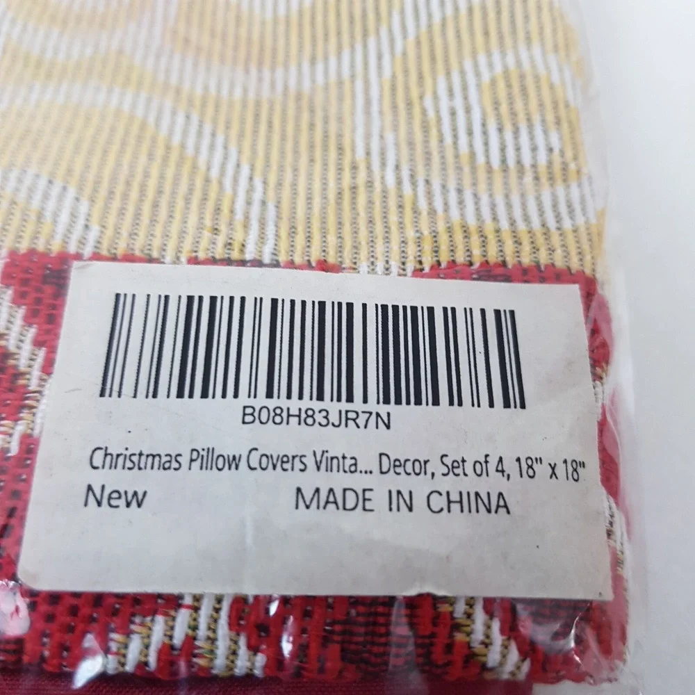 Christmas Pillow Covers Square 18''x18'' Cushion Elements Candy‎ Cane